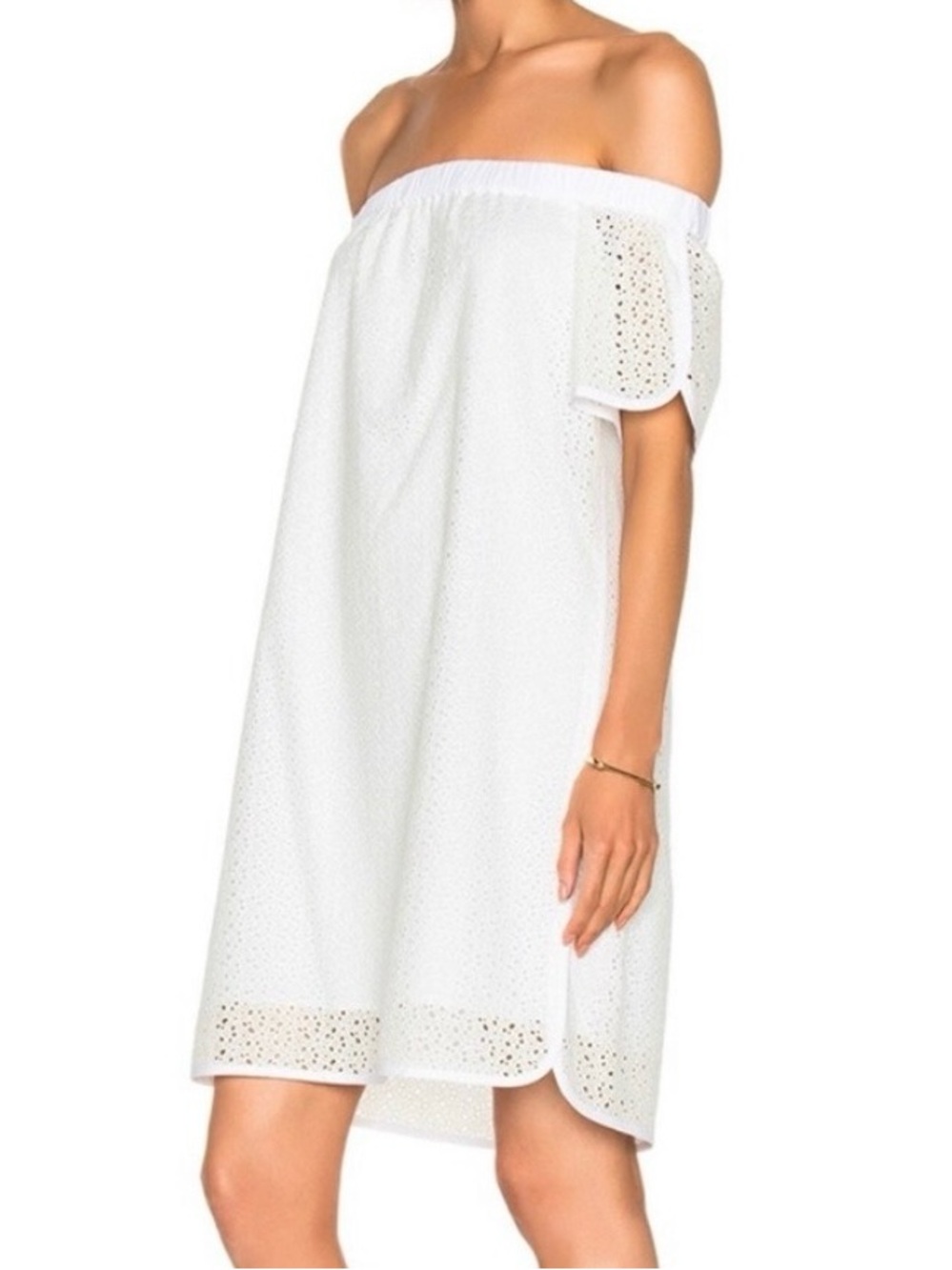 Rag & Bone Flavia White Eyelet LOff-The-Shoulder Shift Dress M Lined Cotton